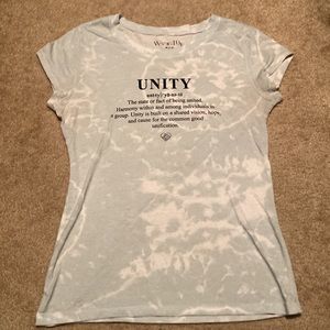 Womens tee shirt Medium (7-9) by Wound Up. Tie dye light green and white.